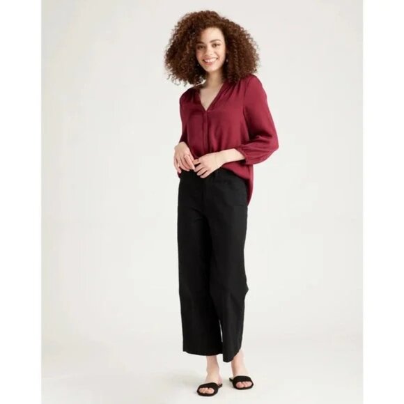 Quince Burgundy Washable Silk Pleat Back Shirt sz S NWOT - Picture 6 of 6